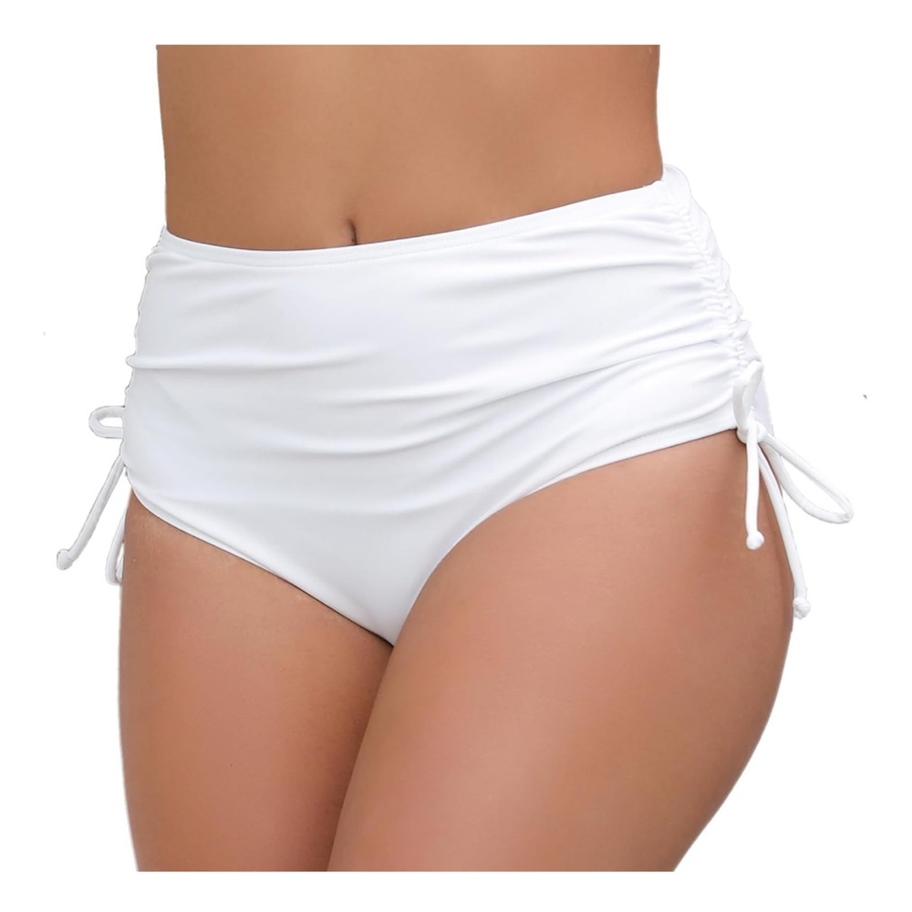 Women's High Waisted,  Full Coverage Cheeky Bikini Bottoms - Size Small